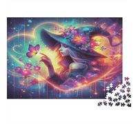 Fantasy Witch Art 100% Recycled Cardboard Cosmic Wolf Portrait 1000Pc Jigsaw Puzzles Adults Unique Classic Educational Games 38x26cm/1000pcs