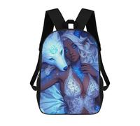 Fantasy Wolf And Fairy Artwork Mochila Escolar Infantil De 17 Pulgadas, Mochila Escolar Impresa En 3D Para Niños De Primaria Y Secundaria