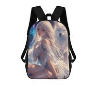 Fantasy Wolf And Goddess Artwork -1 Mochila Infantil De 17 Pulgadas, Mochila Escolar Con Estampado 3D De Dibujos Animados Para Niños Y Adolescentes.