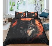 Fantasy Wolf Artwork Funda Edredon Microfibra Suave 3 Piezas Estampado 3D Fantasía Wolf Artwork Funda de Edredón con Funda de Almohada Suave Transpirable for Adolescentes King（220x240cm）