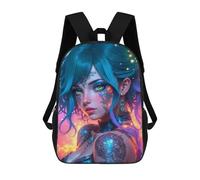 Fantasy Woman with Tattoos And Blue Hair Mochila Escolar Infantil Impresa En 3D Para Niños, Mochila De Viaje De Alta Capacidad, Mochilas Para Libros De 17 Pulgadas Para Niños