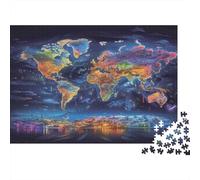 Fantasy World Map 100% Recycled Cardboard Magical World Map 1000 Piece Jigsaws for Adults Unique Classic Educational Games 52x38cm/1000pcs