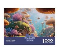 Fantasy World of Mushrooms 1000 Piezas Papel Ecológico Rompecabezas Underwater Dwelling Imágenes Vibrantes Juego Familiar Puzzle para Niños Pequeños 52x38cm/1000pcs