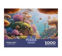 Fantasy World of Mushrooms 1000 Piezas Papel Ecológico Rompecabezas Underwater Dwelling Imágenes Vibrantes Juego Familiar Puzzle para Niños Pequeños 70x50cm/1000pcs