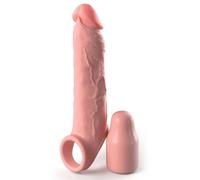 Fantasy X-Tensions - Funda extensora para pene con extensor extraíble y correa flexible para testículos (Piel)
