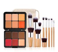 FantasyDay 12 Colores Larga Duración Impermeable Crema Maquillajes Correctores Concealer Palette Contorno Kit y Blush Makeup Gift Set con 11 Brochas, Corrector de Cobertura Completa y Acabado Natural