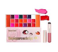 FantasyDay Juego de brillo de labios resistente al agua y duradero de 20 colores con pincel de maquillaje de Navidad paleta de brillo de labios para mujeres labios hidratantes cuidado de los labios