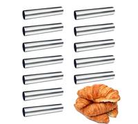 FantasyDay Moldes de Acero Inoxidable de Cannoli para Panqueques, Juego de 12 Moldes de Croissant para Hornear Tubos para Croissant Shell Cream Roll - Utensilios de Repostería para Manga Pastelera