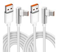 Fantasyon 2 Pack 120W Cable USB Tipo C Carga Rapida 6A 90 Grados USB a USB C Cable para Xiaomi Mi15 Mi14T Mi14 Mi13 Mi12 Mi11 Poco F7 X7 F6 F5 X6 X6 X5 Redmi Note 14 13 12 11 (1M + 2M)
