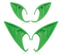 Fantasyon Orejas de elfo de hadas verdes, 2 pares de orejas de elfo | Orejas de duende puntiagudas suaves, orejas de duende, orejas de hobbit, accesorios de disfraz para fiesta de Halloween