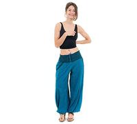 FANTAZIA - Pantalón Aladin Fluido para mujer Akoua - Talla única - 100 % algodón - Azul - Confort at Home - Cómodo y original - creado en Francia, fabricación ética desde 2004. azul Talla única