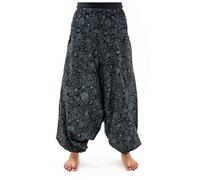 FANTAZIA - Pantalón de harén mixto elástico en espiral, diseño elegante, color negro, Negro , talla única grande