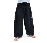 FANTAZIA Pantalón Harem Niño Negro Kidika - Talla S a XXXL - 100% Algodón - Negro - Zen Natural - Cómodo y Original - Hecho en Francia, Confección Étnica Desde 2004 - Pantalón Harem Niño
