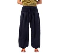 FANTAZIA Pantalón saroual ancho elástico July - Talla única Blanco/Crudo, Negro , talla única grande