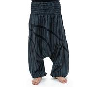FANTAZIA Pantalones Harem Ancho Elástico Grande Talla Hombre Rayas - Talla Única Gris