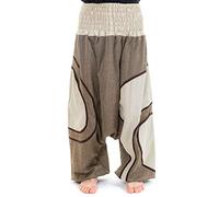 FANTAZIA Sarouel grande Jephrey - Talla única - 100% algodón - Marrón - Confort at Home - Cómodo y original - creado en Francia, fabricación ética desde 2004 - Harem Pants marrón talla única grande