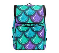 FANTAZIO Mochila de Viaje para Laptop con diseño de Escamas de río, Color Verde y Morado, Mochila de Viaje para Senderismo, Camping, Mochila Informal Grande para la Escuela
