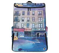 FANTAZIO Mochila de Viaje para portátil, Acuarela de la Ciudad, Resistente, para la Escuela, para el Ordenador, para Acampar al Aire Libre, se Adapta a Cuadernos
