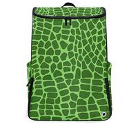 FANTAZIO Mochila de Viaje para portátil, Piel de cocodrilo Verde, Resistente, para Colegio, Ordenador, para Acampar al Aire Libre, hasta Cuaderno