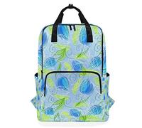 FANTAZIO Mochila Informal con Estampado de Flores Azules abstractas