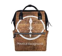 FANTAZIO Mochila para Momia, brújula náutica, Fondo de Madera, Mochila Escolar