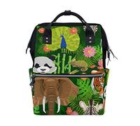 FANTAZIO Mochilas Animales Panda Pavo Real Tigre Elepante Loro Mochila Escolar Daypack