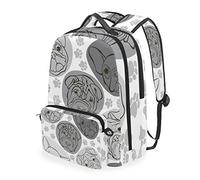 FANTAZIO Mochilas Caras de Perros Pug Bulldog Patas Patrón de huellas con bolsa cruzada desmontable.