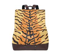 FANTAZIO Mochilas Cartoon Tiger Skin Escuela bolsa de cuero Daypack
