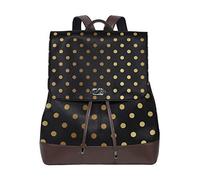 FANTAZIO Mochilas Pequeñas Gold Dots School Bag Mochila de piel