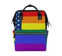FANTAZIO Mummy Bag Mochila American USA Bandera Arcoiris Bolsa Escolar
