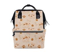 FANTAZIO Mummy Bag Mochila Marrón Cartoon Dog Bone and Star School Bag