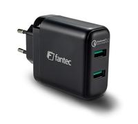 Fantec QC3-A22 - Cargador con 36 W de Potencia y 2 Puertos USB (2 USB QC3.0) Color Negro
