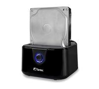 FANTEC USB3.2 Gen1 Docking Station for 1x SATA 3.5/2.5 Inch SSD/Hard Disk, Transfer Rates up to 5Gbit/s (SUPERSPEED), High-Gloss Plastic, Black