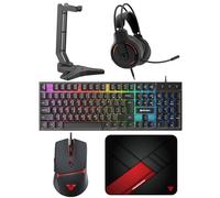 FANTECH P51S - Combo de teclado y mouse para juegos, auriculares para juegos y soporte para auriculares, alfombrilla de mouse para juegos, retroiluminación RGB arco iris para PC Gamer Basic 5 en 1