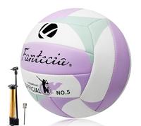 Fantecia Voleibol de Playa Tamaño 5 con Bomba, Voleibol de Cuero Suave para Juego Interior al Aire Libre, Regalo para Niñas Adolescentes Jóvenes Adultos