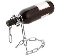 Fantes - Colgante de cadena para vino de acero inoxidable, soporte para botellas de vino, novedoso regalo para cocina decoración del hogar plata