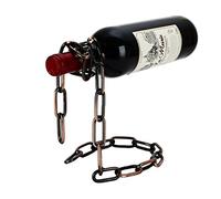 Fantes - Colgante de cadena para vino de acero inoxidable, soporte para botellas de vino, novedoso regalo para cocina decoración del hogar marrón