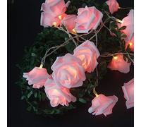 Fantes - Guirnalda de luces LED con diseño de rosas que funciona con pilas para bodas, fiestas, cumpleaños, festivales, interiores y exteriores, diámetro de la rosa, 6 cm (rosa, 6.5 pies, 20 LED)