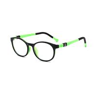 Fantiace Gafas ópticas redondas para niños, sin receta, gafas de seguridad flexibles con bloqueo de luz azul, Negro y verde, 48-16-135-41