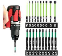 FANTICDE Juego de 20 puntas largas para destornillador con cabeza magnética, vástago hexagonal S2 de 1/4 pulgadas, puntas hexagonales para atornillador de impacto (PH, PZ, Torx, Hex)