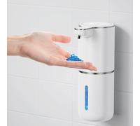 Fantictas Dispensador de jabón automático para montaje en pared, dispensador de jabón eléctrico de 1200 mAh, 380 ml, dispensador de jabón eléctrico sin taladrar con USB recargable, IPX5, resistente al