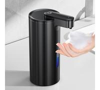 Fantictas Dispensador de jabón automático sin contacto, acero inoxidable, 11,5 oz, dispensador de jabón de mano ajustable en 3 niveles con bomba de sensor recargable para jabón de espuma de cocina y