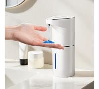 Fantictas Dispensador de jabón automático, sin contacto, montaje en pared, recargable, dispensador de jabón eléctrico ajustable de 350 ml, con sensor de movimiento por infrarrojos para baño, cocina