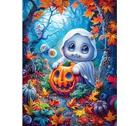 Fantôme avec une citrouille en automne Rompecabezas 1000 Piezas Cartón Para Adultos Y Adolescentes Mitos Animal planta Para Coleccionistas Decoración Única Hogar Antiestrés Regalo Reyes Magos 1000 PCS