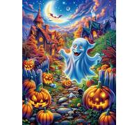 Fantôme Dans le Champ de citrouilles d'Halloween Rompecabezas 500 Piezas Cartón para Principiantes Animal Planta Juego Familiar Ejercita La Mente Garantía Reposición Piezas 500 PCS