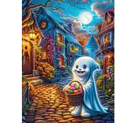 Fantôme dans le village au clair de lune Rompecabezas 1000 Piezas Cartón Para Adultos Y Adolescentes Mitos Animal planta Para Coleccionistas Decoración Única Hogar Antiestrés Regalo Reyes Magos 1000 P