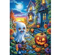 Fantôme et citrouille Dans le Jardin d'Halloween Rompecabezas 1000 Piezas Cartón Resistente para Principiantes Mitos fantásticos Ocio Doméstico Reducir Estrés Decoración Hogar Regalo Ideal 1000 PCS