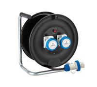 FANTON 14626 Enrollador de cable industrial, cable de 30 metros, enchufe de 3 polos 220 V CEE con 2 tomas azules 16 A, obras, camping, jardín, caravana, para exteriores, resistente al agua IP67