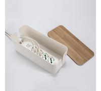 FANTON 40888 Caja de mesa para múltiples enchufes 3/4 plazas con cuerpo de plástico y tapa de madera