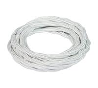 FANTON Cable eléctrico textil color blanco trenzado seda 2 m 3G1.5 hilo revestido de tela vintage estilo retro para lámparas aplique 93808-02